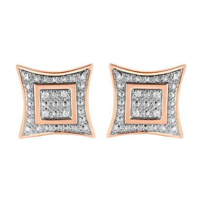 .925 Sterling Silver Diamond Accented 4-Stone Four Pointed Star Shaped Halo-Style Stud Earrings (H-I Color, I2-I3 Clarity)