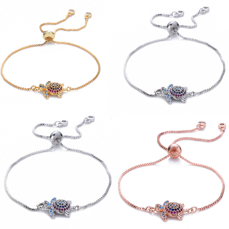 Colorful Sea Turtle Pendant Bracelet, Turtle Bracelet