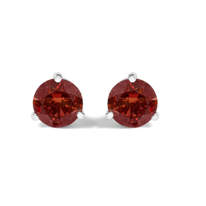 14K White Gold 3/4 Cttw Red Lab-Grown Diamond Classic 3-Prong Martini Set Solitaire Stud Earrings